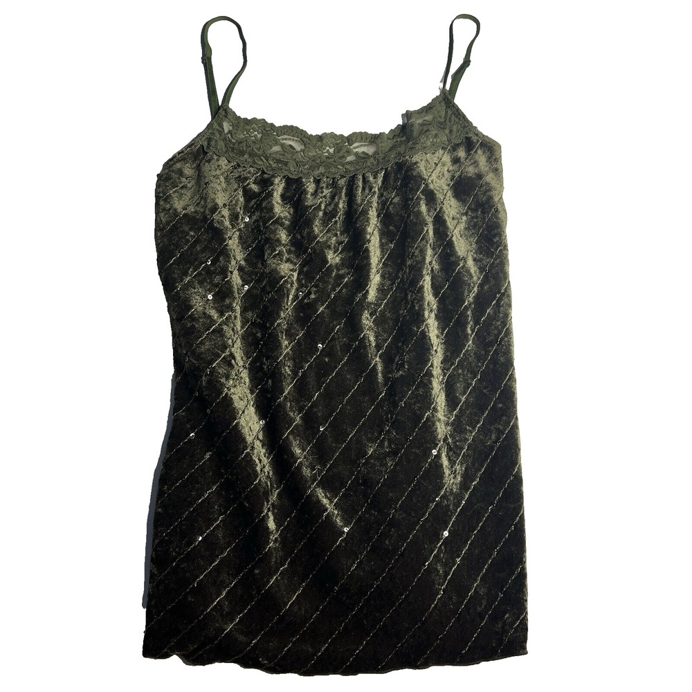 Y2K Meghan Noland Green Fairycore Lace Sequin Cami Babydoll Coquette Women‎ M